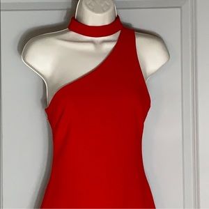 LIKELY -RED- One Shoulder Choker Red Cocktail Dress Size 4